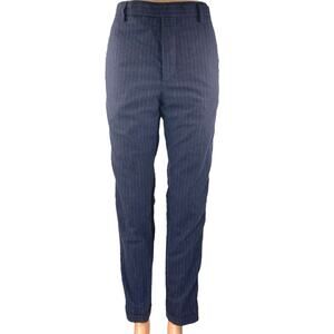 Carven Men's Blue Pinstriped Straight Leg Slim Fit Trousers Suit Dress Pants 38